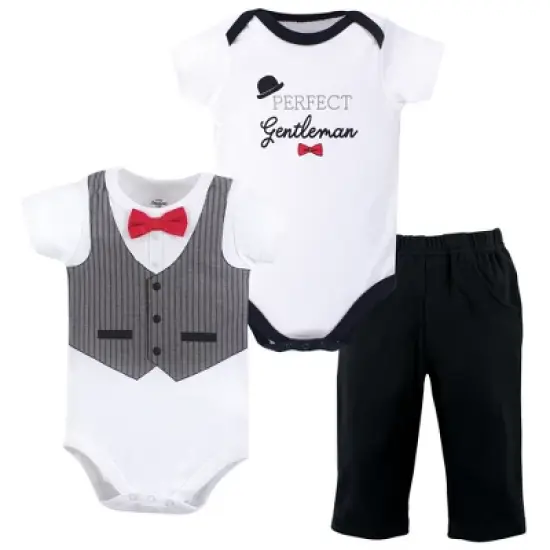 Little Treasure Baby Boy Cotton Bodysuit and Pant Set, Gentleman image {2}