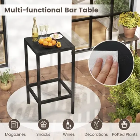Tangkula 3 Piece Patio Bar Set Bistro Table & Chairs w/ Heavy-Duty Metal Frame image {5}