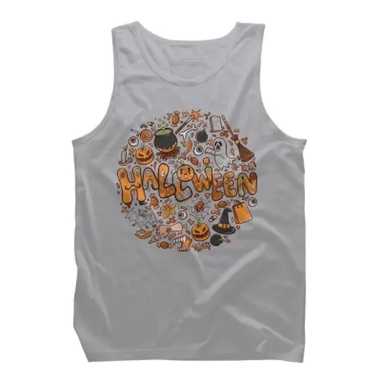 Men's Design By Humans happy halloween greeting holiday illustration By ghinan Tank Top image {8}