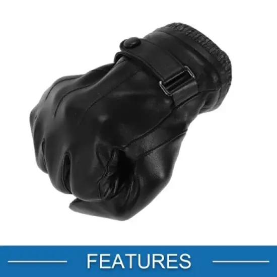 Unique Bargains Breathable Full Finger Glove Sheepskin Leather 1 Pair image {4}