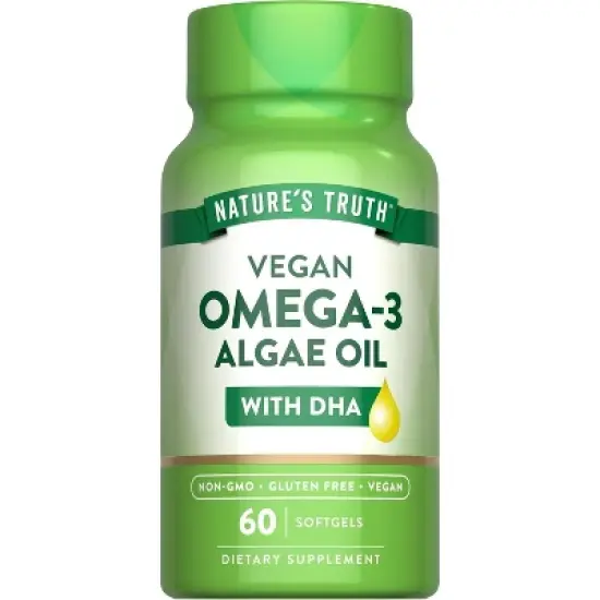 Nature's Truth Vegan Omega 3 Softgels | 60 Count | Algae Oil Formula with DHA | Non-GMO & Gluten Free Supplement image {7}