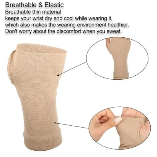 Unique Bargains Pair Wrist Support Compression Sleeves Elastic Thin Wrist Brace for Women and Men image {2}