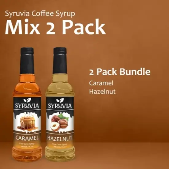 Syruvia Coffee Flavors Variety Pack: Caramel & Hazelnut 25.4 fl oz Syrup image {5}