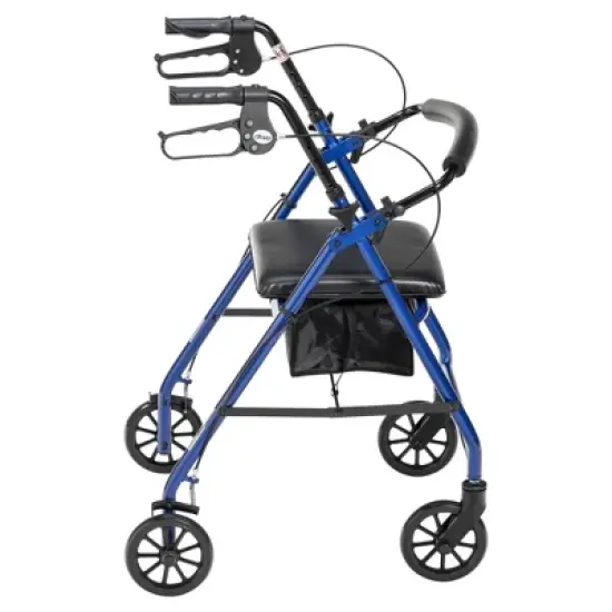 Drive Medical Rollator with 6&Prime; Wheels - Padded Seat, Fold-Up Removable Backrest, Loop Locks - Blue image {2}