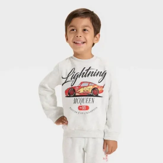 Toddler Boys' 2pc Disney Cars Fleece Pullover and Bottom Set - Oatmeal image {2}