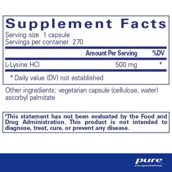 Pure Encapsulations L-Lysine - Essential Amino Acid Supplement for Immune Support & Gum, Lip Health* - with L-Lysine HCl image {1}