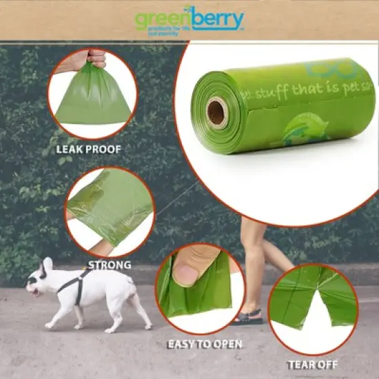 Greenbone Pet Safe Biobase Waste Bag Refills - Choice of 10 Rolls (120 Refills) or 16 Rolls (192 Refills) - 13" x 9" - Odor and Leak Proof image {1}