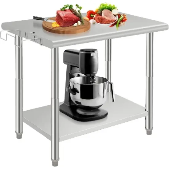 Heavy Duty Stainless Steel Work Table, Adjustable Height Utility Table for Home, Garage, and Restaurant Use image {15}