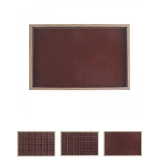 Unique Bargains Velvet Brown Jewelry Container Trays with Removable Dividers 4 Pcs image {6}
