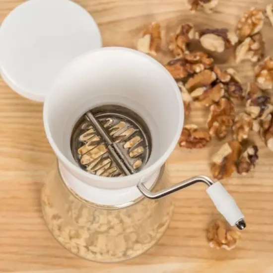 Harold Imports Nut and Chocolate Grinder and Chopper Stainless Steel Blades Glass Jar 1 1/4 Cup image {2}