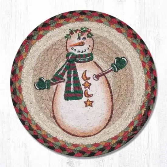 Earth Rugs Moon & Star Snowman Round Trivet &ndash; Rustic Holiday Hot Pad 10"x10" image {3}