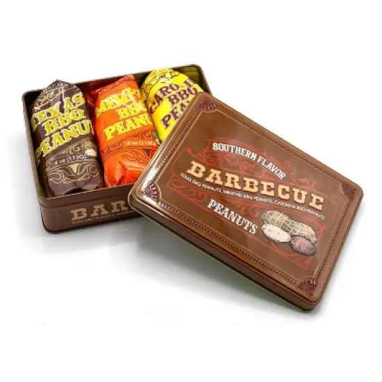 DMSnacks 12oz Southern BBQ Peanuts Gift Tin ,Trio of Gourmet Nuts in Bold Peanut Mix Flavors Snacks Gift Box for Men, Parties & Gourmet Snacks image {5}