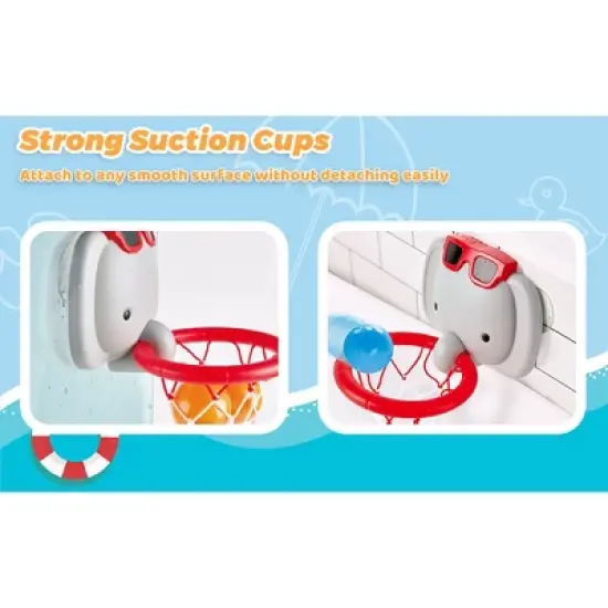 Hape: Elephant Pal Bathtub Basketball Hoop with 4 Floating Soft Balls image {3}