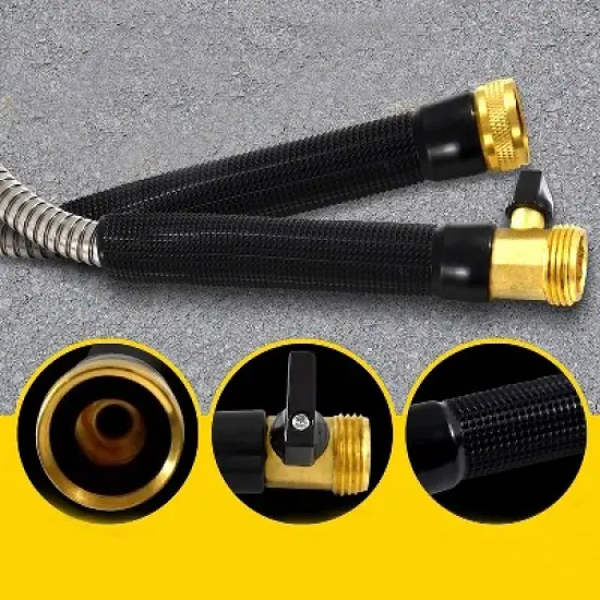 Bionic Steel Pro 75 Foot 304 Stainless Steel Metal Garden Hose with Brass Nozzle image {2}