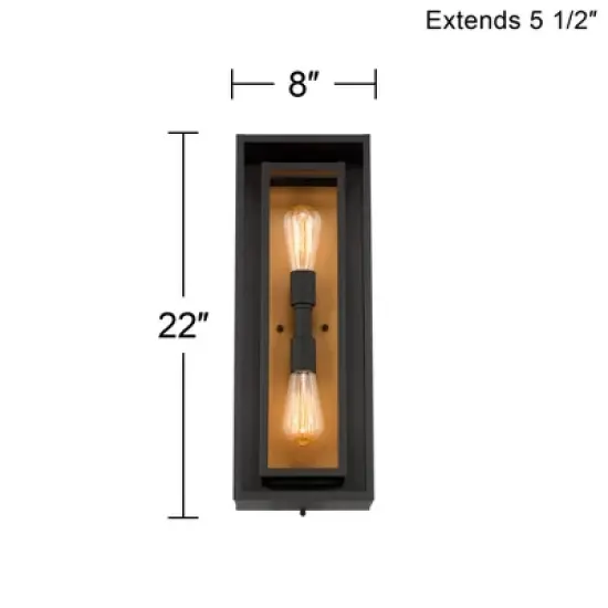 Possini Euro Design Metropolis Mid Century Modern Outdoor Wall Light Fixture Black Gold 22" Clear Glass for Post Exterior Barn Deck House Porch Yard image {6}