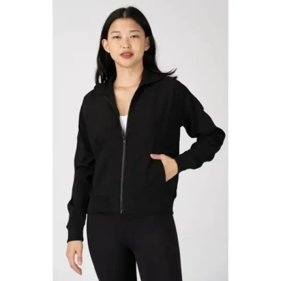 90 Degree By Reflex Womens Lightstreme Funnel Neck Bomber Jacket with Ribbed Details and Zipper Pockets image {4}
