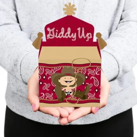 Big Dot of Happiness Little Cowboy - Treat Box Party Favors - Western Baby Shower or Birthday Party Goodie Gable Boxes - Set of 12 image {6}