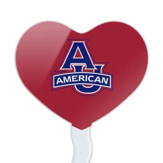 American University Primary Logo Heart Love Cupcake Picks Toppers Decoration Set of 6 image {1}