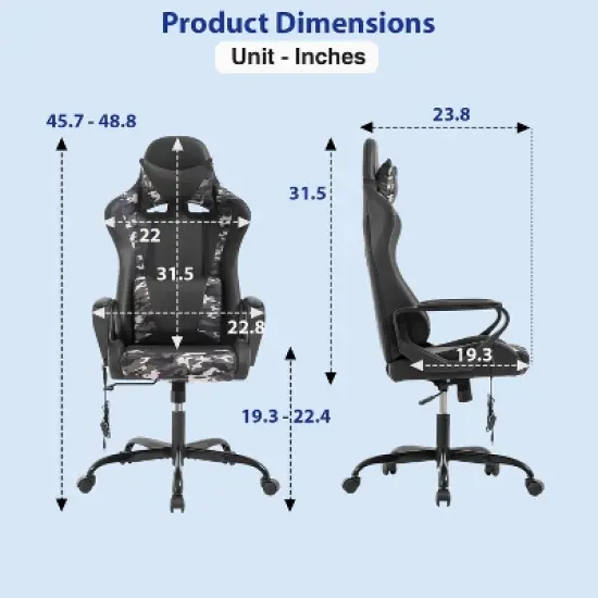 FDW Gaming Chiar Comfortable and Stylish Massage Office Chair with Adjustable Lumbar Support 360-Degree Swivel and Smooth-Rolling Casters image {6}