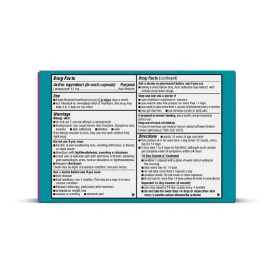 Prevacid 24 HR Lansoprazole Acid Reducer Delayed-Release 15 mg- PPI for Complete Heartburn Relief - 14 Capsules image {7}