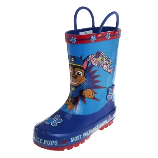 Paw Patrol Marshall and Chase Rubber Rainboots - Waterproof Lightweight Easy On with Easy Pull Handles - Blue (sizes 7-12 Toddler / Little Kid) image {7}