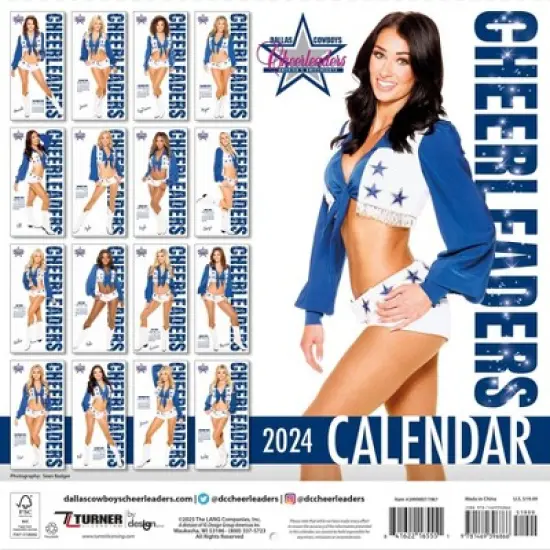 Lang 2024 Wall Calendar 24"x12" Dallas Cowboy Cheerleaders Sideline image {2}
