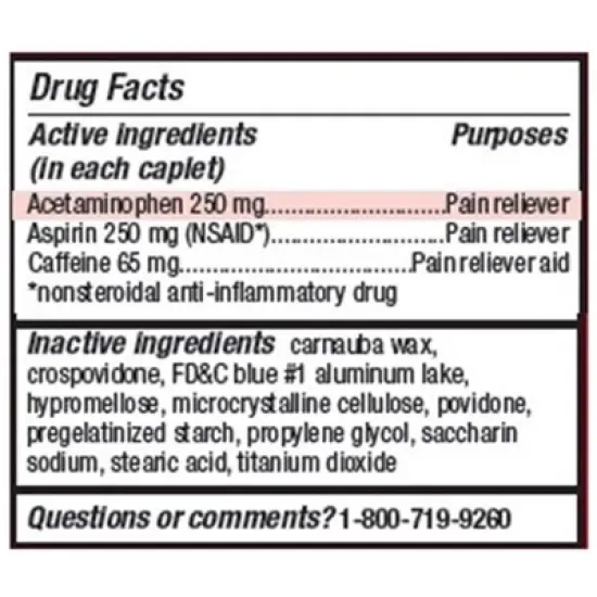 Leader Migraine Relief 250-250-65mg  Coated Caplets, 24 Count image {1}