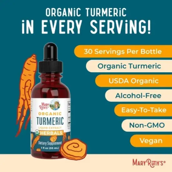 MaryRuth's Turmeric Drops, Org, 1 oz image {4}