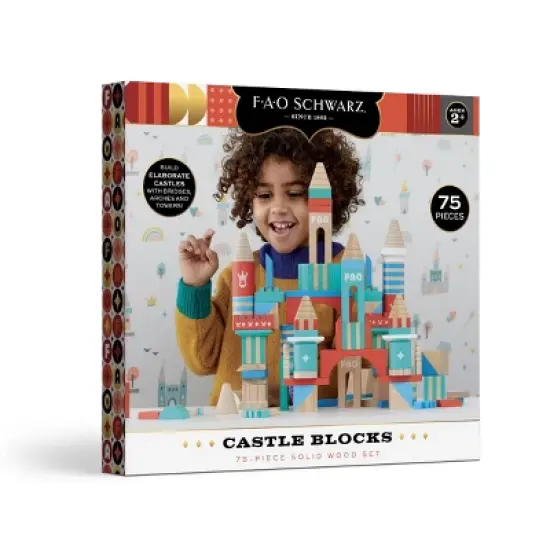 FAO Schwarz Toy Wood Castle Blocks 75pc Sprout image {5}
