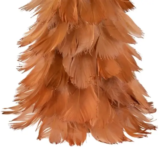 Northlight Small Layered Feather Cone Tree Glittered Christmas Decoration - 16" - Rust Orange image {3}