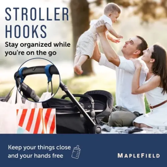 Maplefield [2 Pack] Stroller Hooks for Bags to Organize Your Day Out - Stroller Hooks for Hanging Bags image {1}