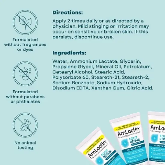 AmLactin Foot Repair Foot Cream Therapy AHA Cream - Unscented - 3oz image {7}