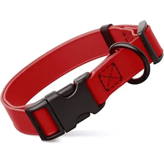 Dogline Biothane Waterproof Collar with QR Buckle Red image {6}