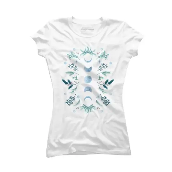 Junior's Design By Humans Moonlight Garden - Teal Snow By EpisodicDrawing T-Shirt image {5}