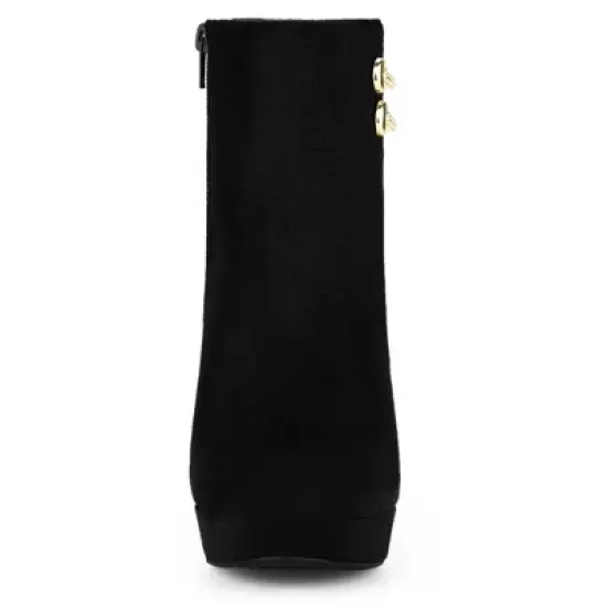 Allegra K Women's Round Toe Chunky High Heel Platform Ankle Boots image {2}