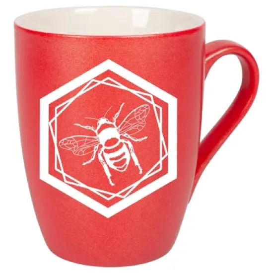 Elanze Designs Honeycomb Bee Crimson Red 10 ounce New Bone China Coffee Cup Mug image {1}