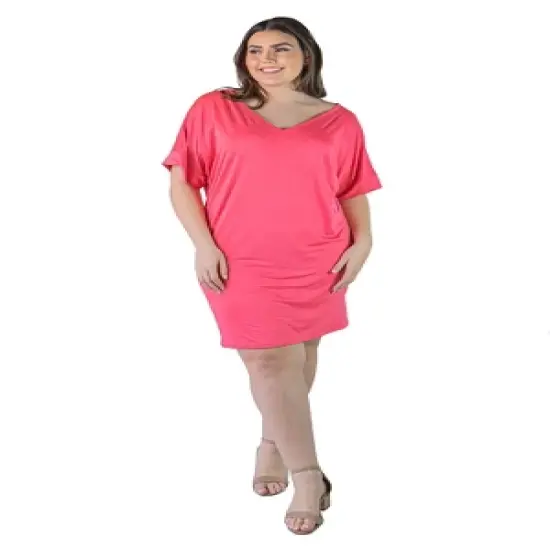Plus Size V-Neck Knee Length Loose Fit Dress image {6}
