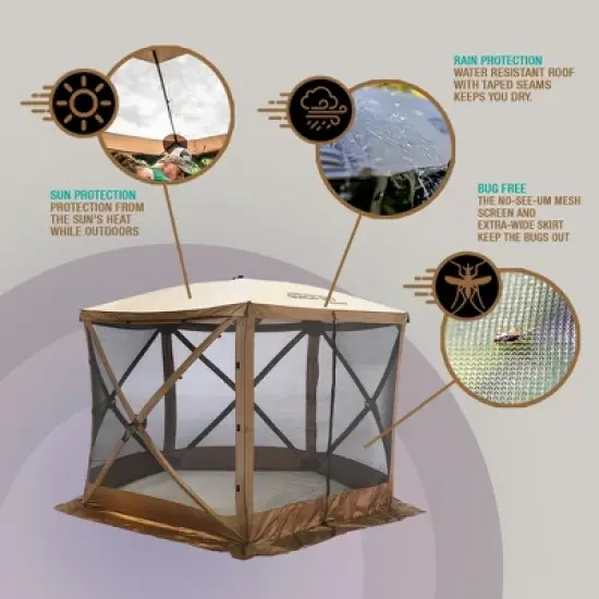 Clam Quick-Set Venture Portable Pop Up  Sided Camping Gazebo Screen Tent with Ground Stakes and Carry Bag image {3}