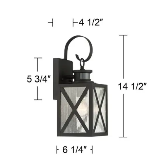 John Timberland Vintage Outdoor Wall Light Fixtures Set of 2 Textured Black 14 1/2" Dusk to Dawn Motion Sensor for Exterior House image {7}