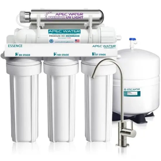 APEC Water Systems Undersink Reverse Osmosis Water Filtration System - ROES-UV75-SS: UV Disinfection, BPA-Free, 6-Month Filter Life image {3}