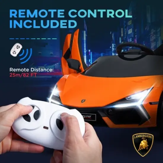 Qaba Lamborghini Revuelto Licensed 12V Kids Ride on Car, Battery Powered Kids Electric Car w/ Hydraulic Doors, Remote, Training Wheels image {4}