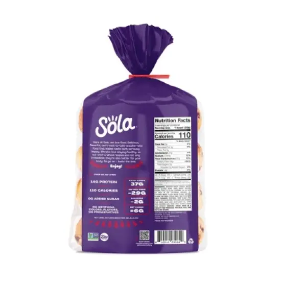 Sola Cinnamon Raisin Bagel - 12oz image {4}