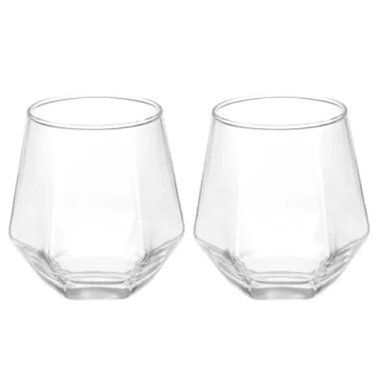 Unique Bargains Textures Walls Rims Diamond Whiskey Glasses 2 Pcs image {9}