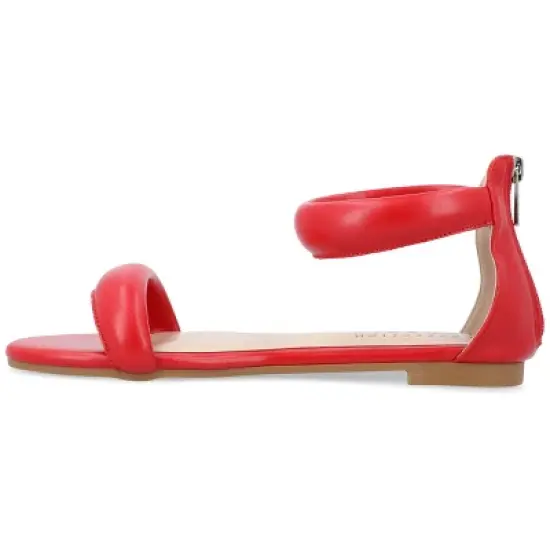 Journee Collection Womens Peytonn Back Heel Zip Ankle Strap Sandals Red 6 image {1}