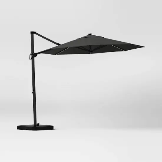 10' Round Solid Solar Offset Outdoor Patio Cantilever Umbrella with Black Pole - Threshold&trade; image {5}