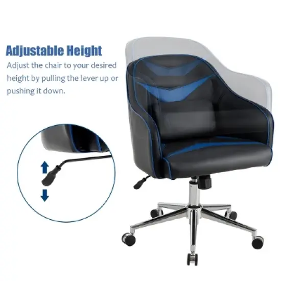 Costway Office Chair Swivel Adjustable Height w/ Massage Lumbar Support Blue image {8}