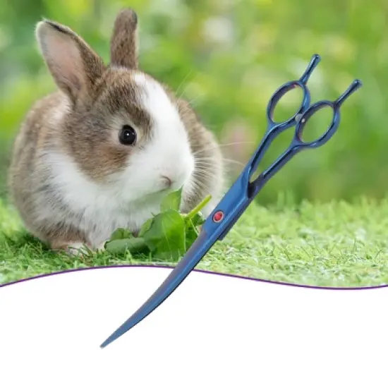 Unique Bargains Upper Bend Shears Dog Grooming Scissors 7.5inch Blue 1 Pc image {2}