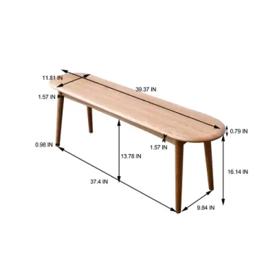 Anybear Natural Oak Wood for Dining Bench Table Bench for Living Room image {4}
