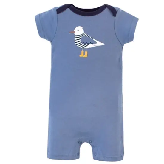 Hudson Baby Infant Boy Cotton Rompers 3pk, Sea Shore image {3}