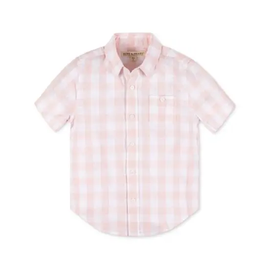 Hope & Henry Boys' Linen Short Sleeve Button Down Shirt, Kids image {13}